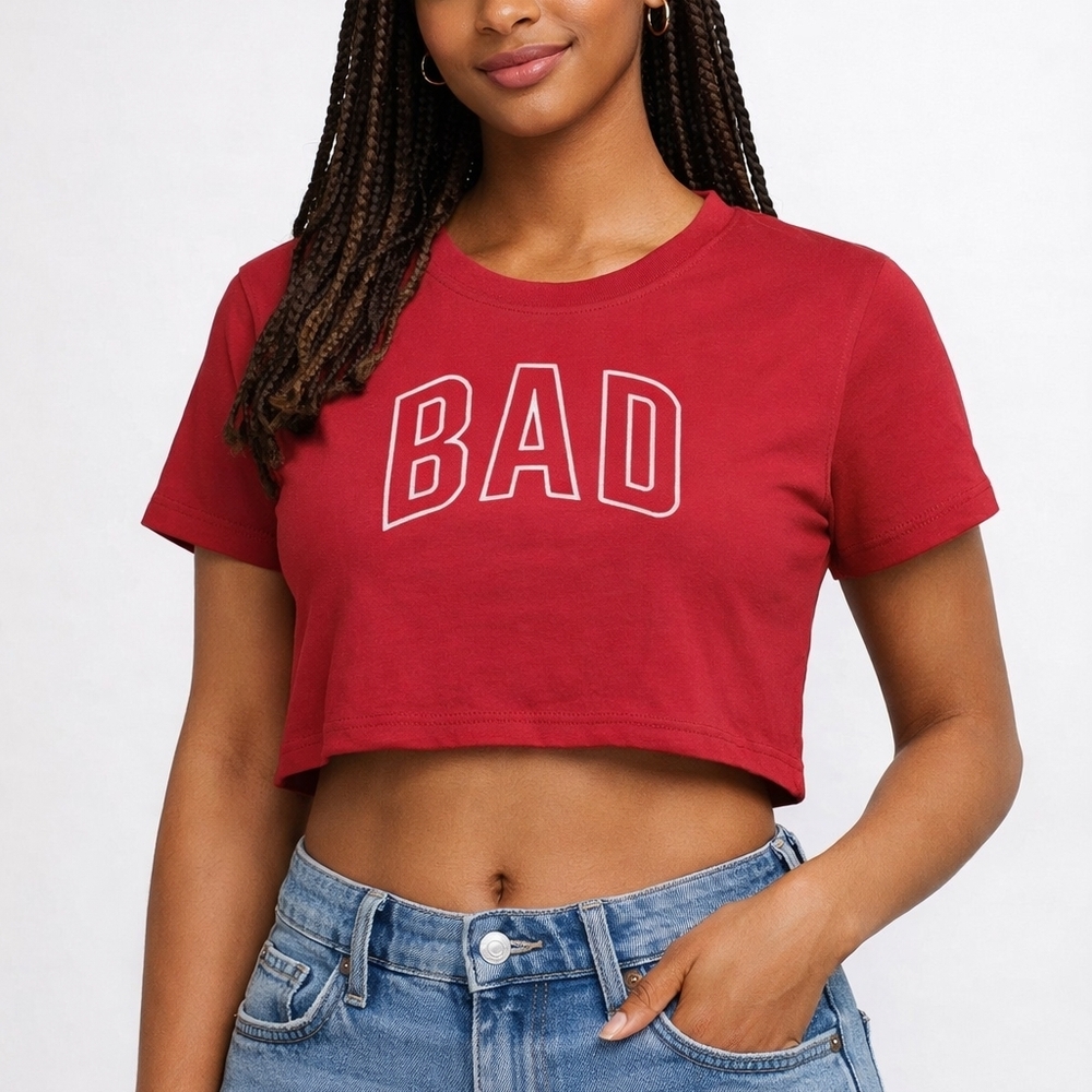 Trendy Red Graphic Crop Top